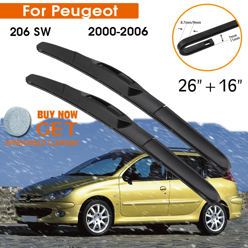 

Car Wiper Blade For Peugeot 206 SW 2000-2006 Windshield Rubber Silicon Refill Front Window Wiper 26"+16" LHDRHD Auto Accessories