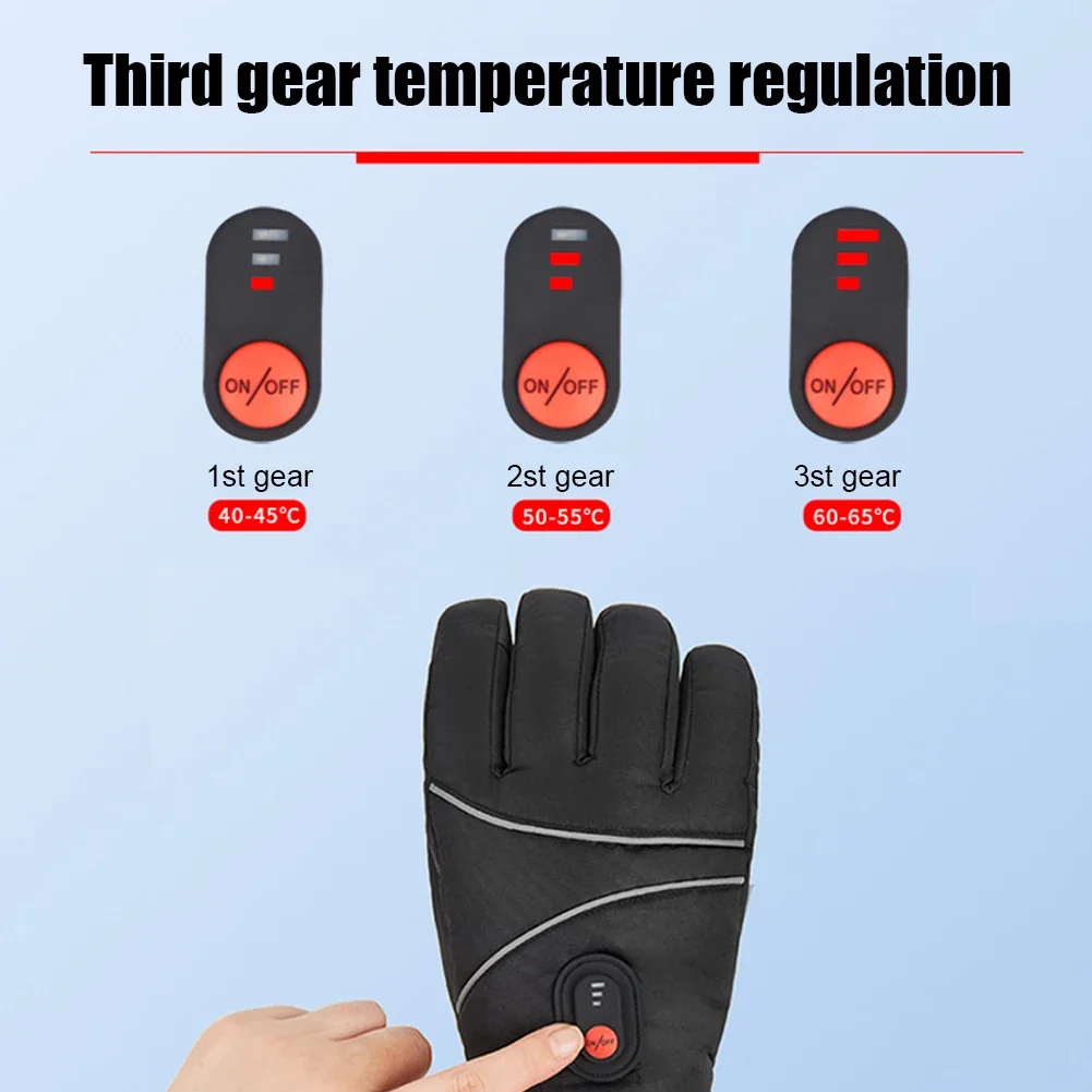 Warm Electric Heating Gloves Waterproof Winter Cycling Gloves Windproof Touchscreen 3 Modes Battery Powered for Bike Motorcycle 5