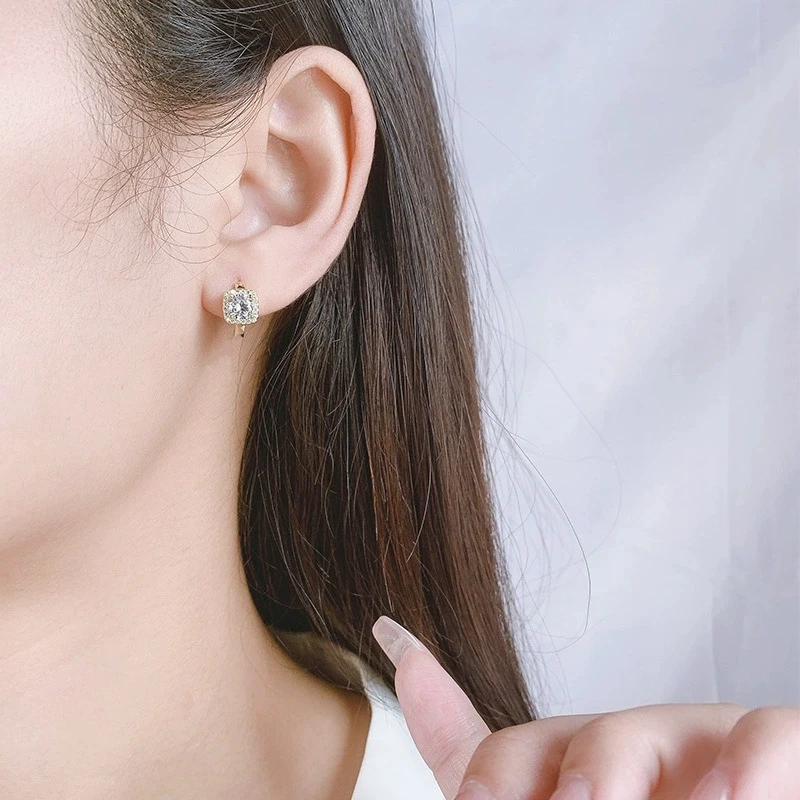 Luxury Crystal Round Stone Square Metal Hoop Earrings For Women Vintage Gold Color Ear Buckle Wedding Jewelry Valentine Day Gift