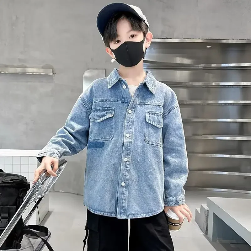남아용 용수철 가을 데님 재킷, 아동용 2023, 대형 스트리트 패션, 트렌디 남아용 탑, 신상