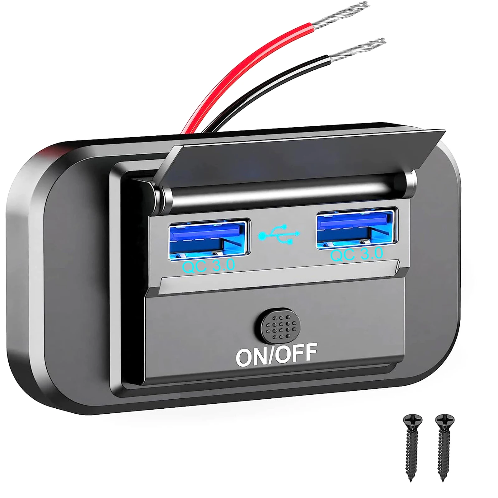 

Зарядное устройство с двумя USB-портами, 12-24 В, QC3.0