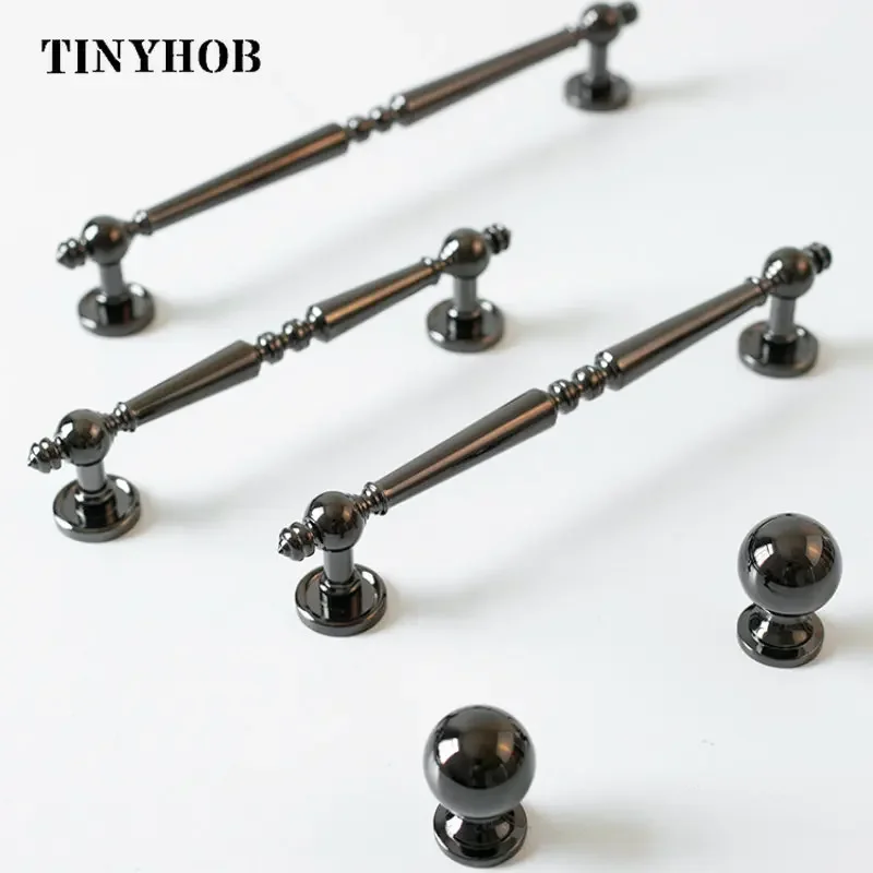 สไตล์ฝรั่งเศส/ทองเหลือง Dark Handle ลูกบิดตู้/ห้องน้ําจับฮาร์ดแวร์เฟอร์นิเจอร์ลิ้นชักดึงอุปกรณ์ครัว 1