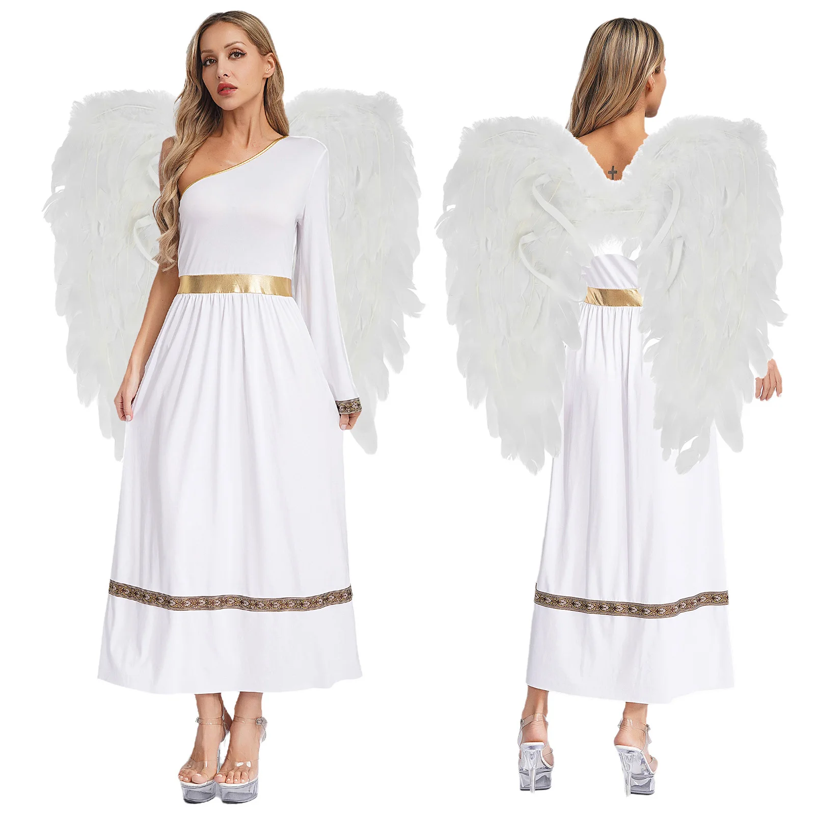 Déguisement Déesse Grecque Femme – Toge Une Épaule avec Ailes – photo 3