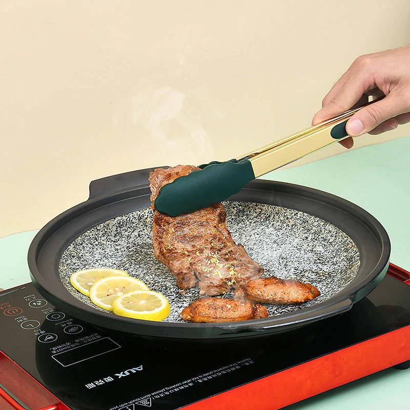 9/12/14 Inch Barbecue Tongs Stainless Steel Gold Food Clips et Meat Beef Grill Clamp Home Kitchen Gadgets Accessories food tongs