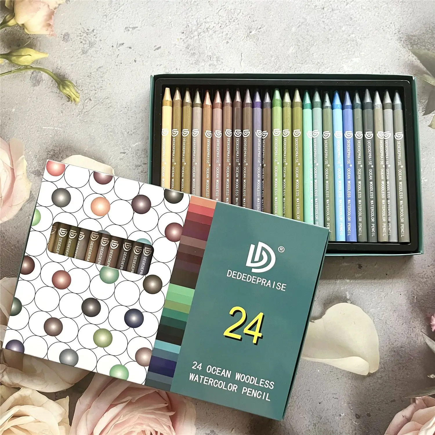 24 Color Watercolor Stick Woodless Watercolor Stick Morandi Color Water Soluble Colored Pencil Retro painting Graffiti