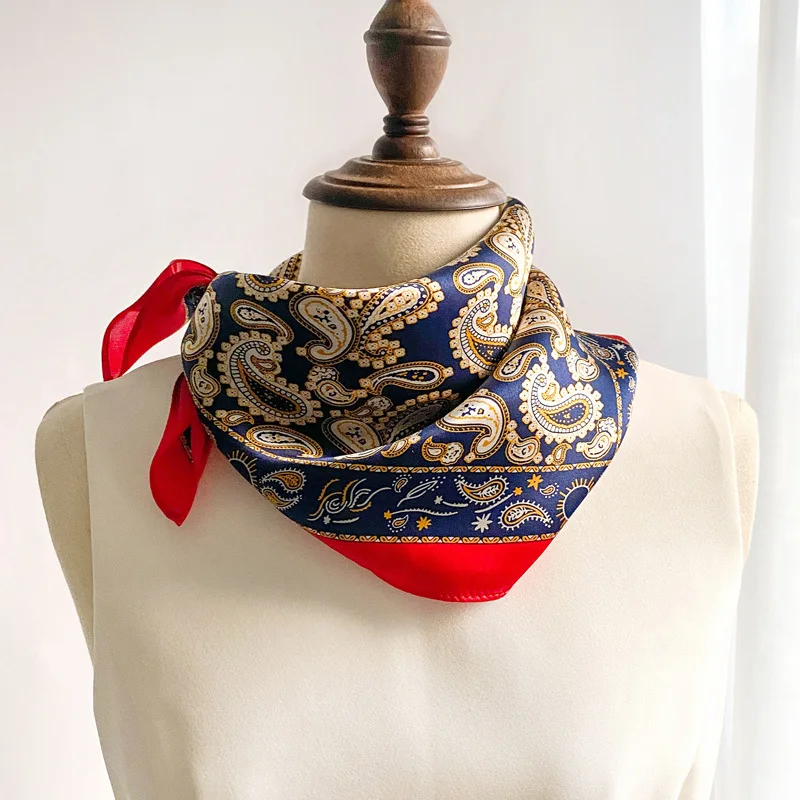 Vintage 100% SILK scarf Foulard neckerchief Red Vintage Paisley silk scarf/100% mulberry Silk Scarf/Mens  main image 4