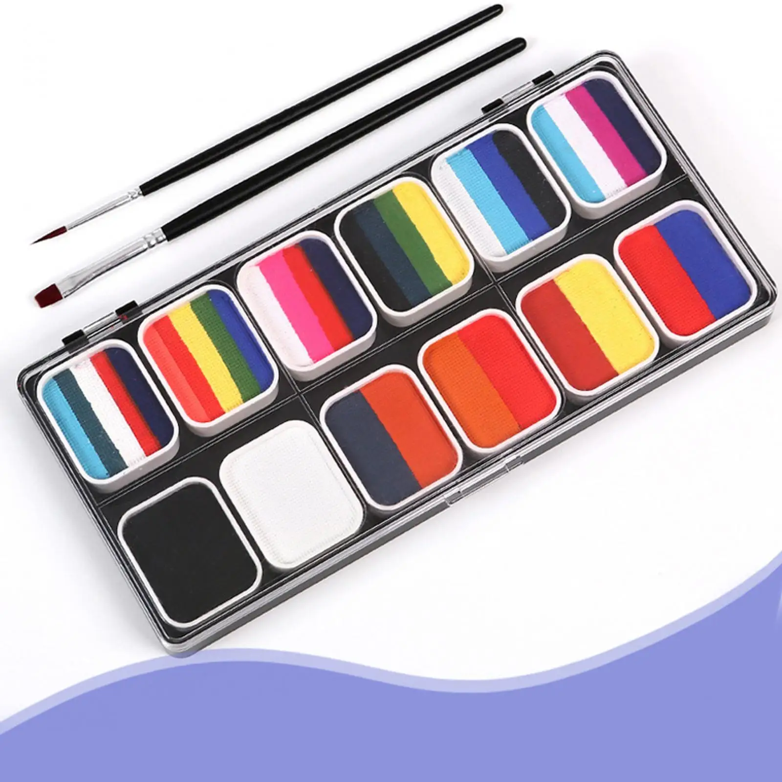 Professional Face Paint Kit 18 Color Washable Water Based Body Painting  With 2 Brushes Safe Paints Palette for Sensitive Skin - AliExpress