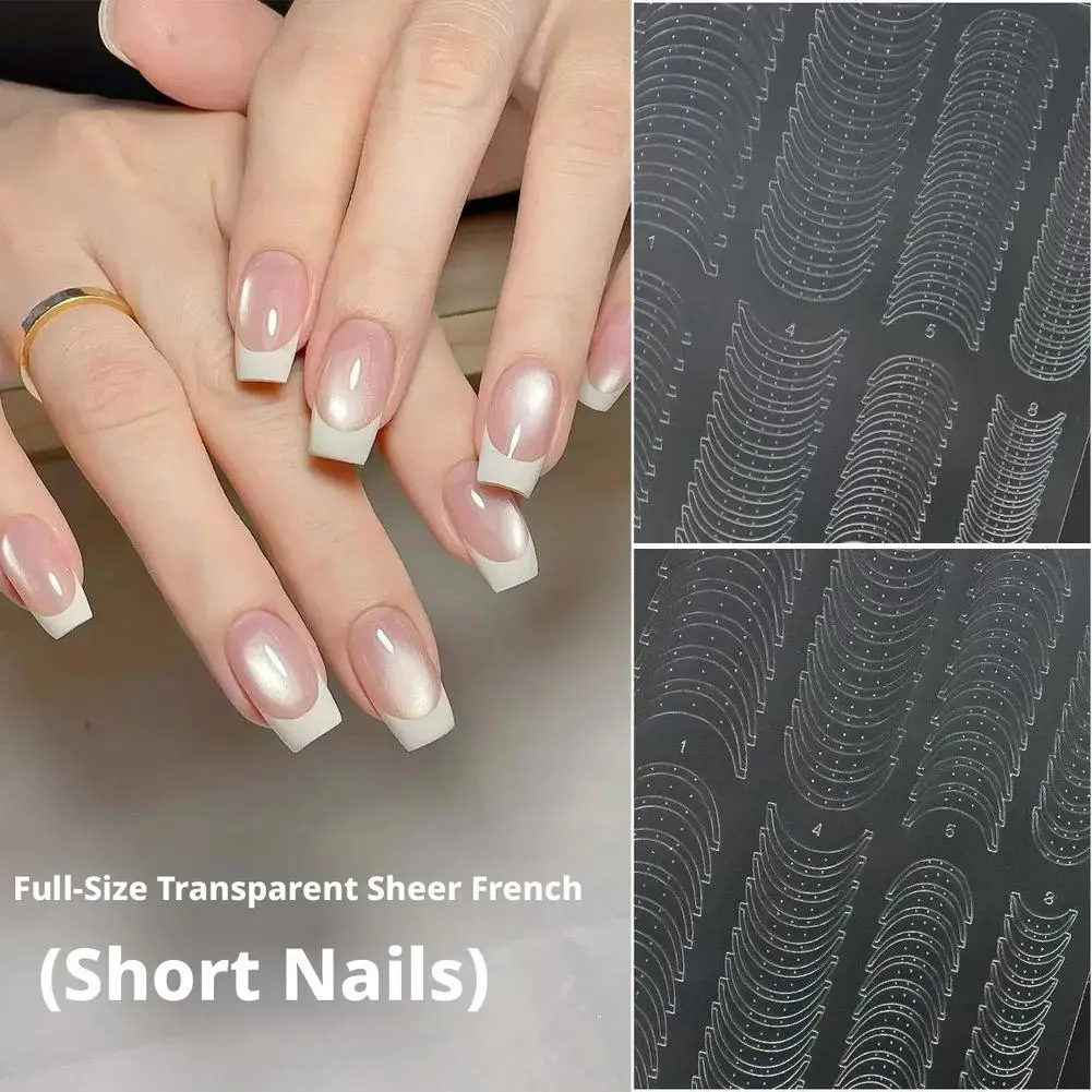 투명한 속이 빈 프렌치 네일 스티커 네일 아트 스텐실 에어브러시 템플릿 속이 빈 프렌치 매니큐어 데칼 네일 장식