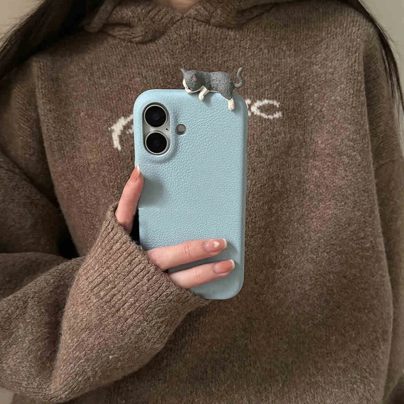 Korean Cute 3D Cartoon Lying Cat Silicone Phone Case - Lovely Soft Cover
