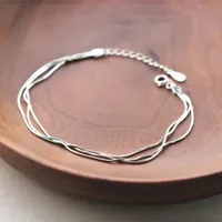 Fashion 925 Sterling Silver Bracelets for Women Simple Korean Multi Layer Coil Adjustable Bracelets Party Wedding Jewelry Gifts