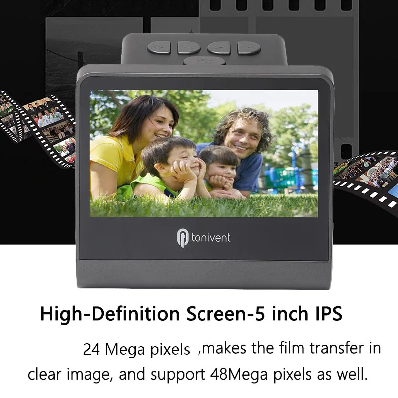24MP 48MP Negative HD Film Slider Scanner 135mm 126mm 110mm Super8 Slide Converter with 5" LCD Screen