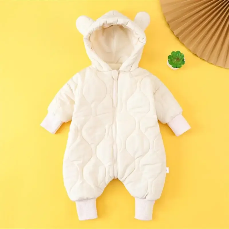 Newborns Hooded Jumpsuit Winter Boys Girls Overalls for Children Cotton Rompers Baby Clothes 0 24 Months Infants Bodysuits
