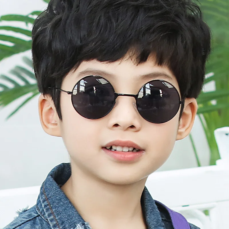 

Black Round Sunglasses Children Colorful Metal Frame Eyewear Boys Girls UV Protection Mocha Glasse UV400 Leisure Glasses