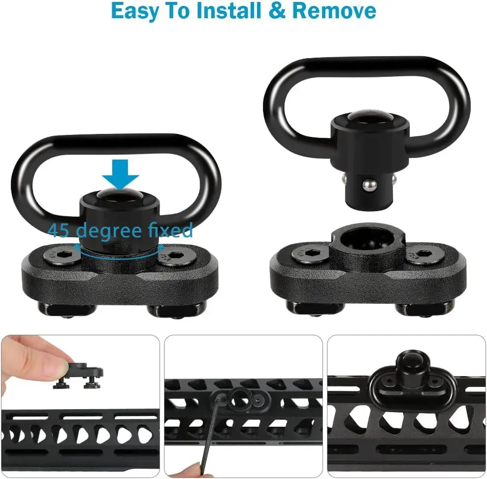 Rifle Sling Swivel Stud Mount Adapter Mlok Rail Quick Release QD Sling Swivel Mount Adapter Hunting Gun Accessories 1.25inch