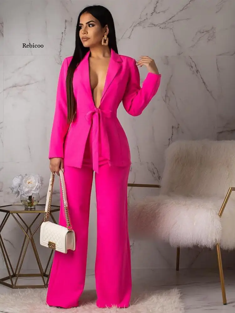 

New Spring Ladies' Suit Waist Tie Small Suit Fashion Casual Professional Women Two-piece Suit Suit Women Blazer Set Womens Suit