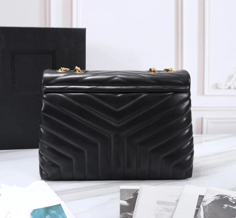 

Роскошные дизайнерские сумки 2024, черная сумка, сумка через плечо с металлической цепочкой, брендовые сумки из 100% натуральной кожи