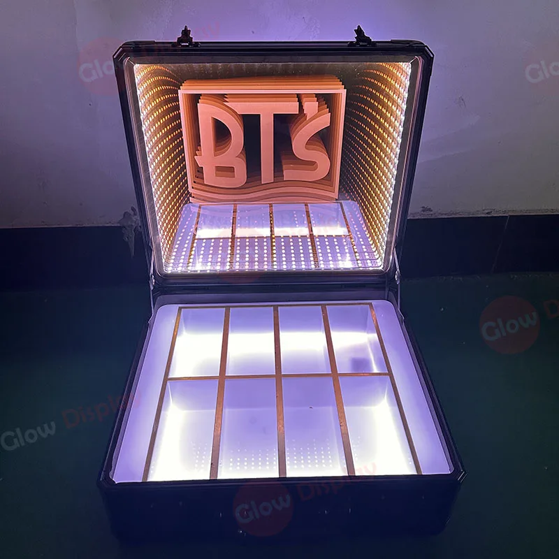 Lockable LED Money Box Lighted Dollar Carrier Locking Display Case Wine Bottles Briefcase Champagne Suitcase Presenter