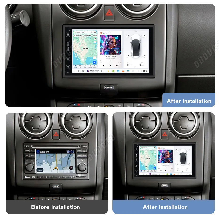 DUDUAUTO DUDU7 Pantalla Pequeña de 7 Pulgadas Estilo Universal Para Hyundai Honda Toyota BMW Kia Audi Radio de Auto Reproductor Multimedia WIFI 3