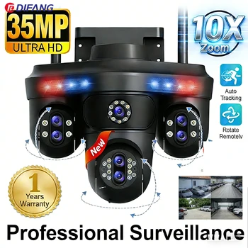 DIFANG 4 Screens 7 Lens 35MP WiFi IP Camera 10X Zoom Outdoor 360° Three PTZ Security Cam Auto Tracking CCTV Surveillance Camera 1