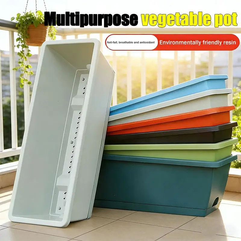 Compact Self-Watering Planter for Indoor Herbs and Vegetables with Drainage Base