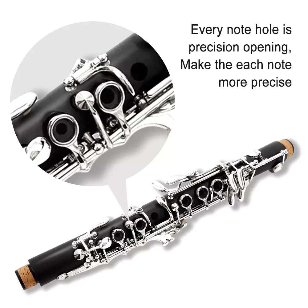 Ebonite Eb Key Clarinet-Professional, E flat, Black, 2 Barrels, Good Sound