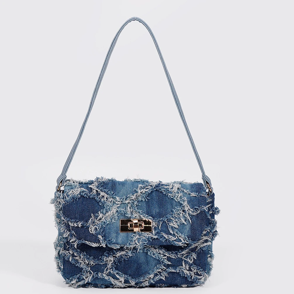 

Denim Women's Shoulder Bag Mini Bag Distressed Jean Purse Evening Bag Clutch Handbag