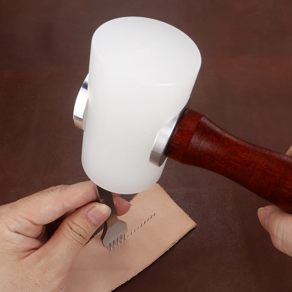 1Pcs Leather Carve Hammer Wood Handle Nylon Hammer Professional Leathercraft Punch Printing Percussion DIY Tool