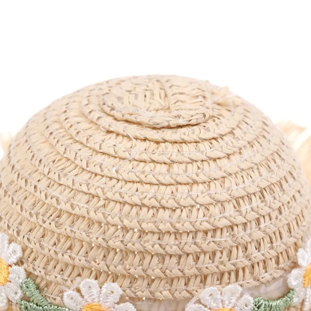 Daisy Doll Straw Hat Handmade Design Miniature Size Dollhouse Hat Sun Protection DIY Doll House Miniature Doll Accessories