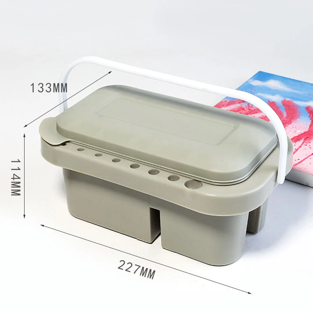 16 Hole Multi-Function Paint Brush Washer Cleaner and Holder 18 Palette Wells Lid Plastic for Cleaning Acrylic Watercolor