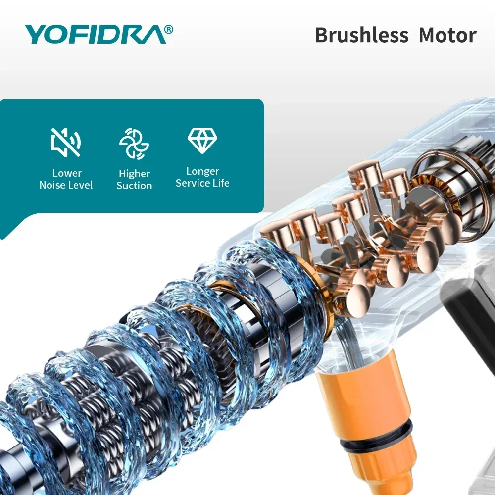 YOFIDRA Brushless 200Bar Car Washer Electric High Pressure Washer Water Gun 6IN1 Cordless Cleaning Garden For Makita 18V Battery 4