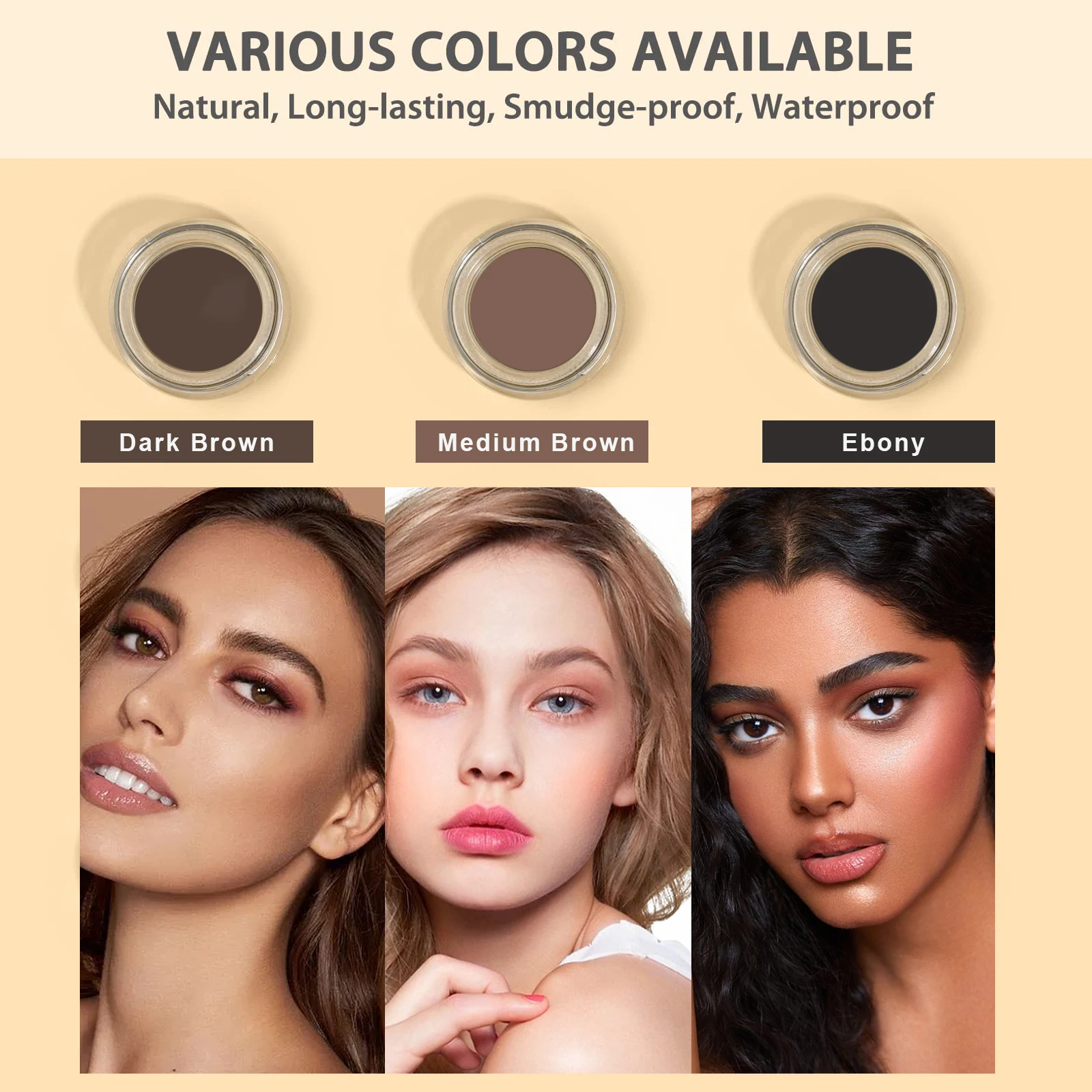 Eyebrow Cream Smooth Eyebrow Pomade Gel Long Lasting Waterproof Eyeliner Gel Eye Brow Cosmetics Brow Tint Black Eye Brow Makeup 3
