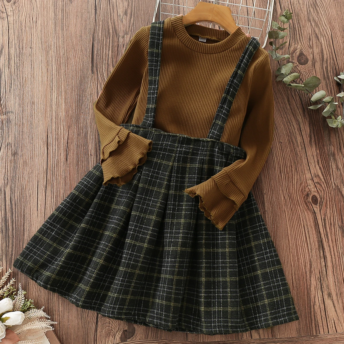 

Cute Kids Clothing Set for Girls Preppy Suit School Uniform Baby Clothes Costumes Children Shirt & Dress 2Pcs 4 6 8 10 12 Years