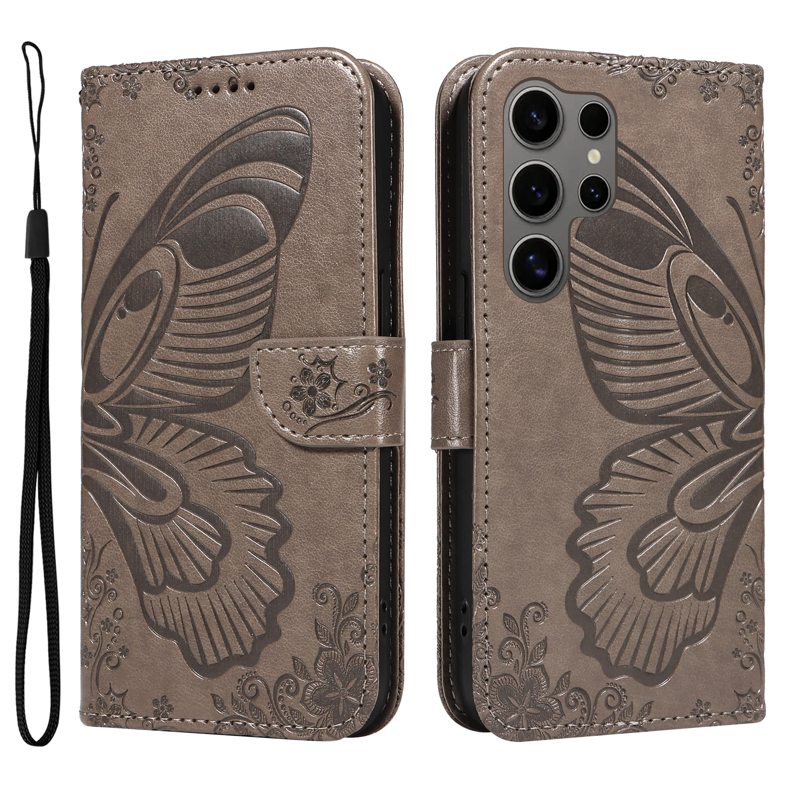 Magnetic Leather Wallet Phone Case - Shockproof Butterfly Design Flip Cover