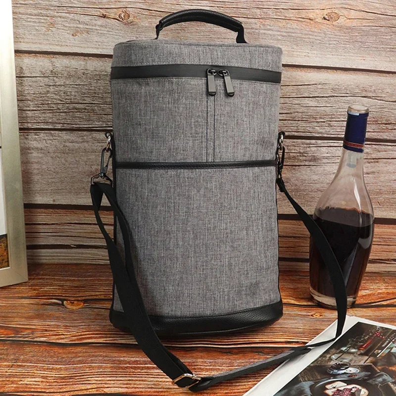 Cooler Wine Bottle Insulated Bag for Wine Thermal Adjustable Shoulder Strap for Outdoor Picnic Travel Carrier Glass Tote