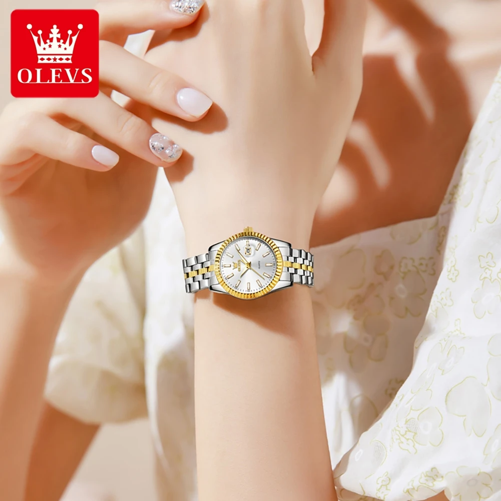 OLEVS 5593 Woman Quartz Watch High Hardness Coated Mirror Date Watch For Women Top Brand Original Waterproof Ladies Wristwatch
