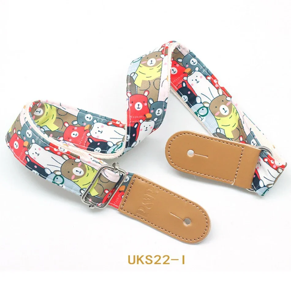 Ukulele Guitar Strap Cotton Cartoon Cute Strap Belt Adjustable Leather End Guitar Accessories