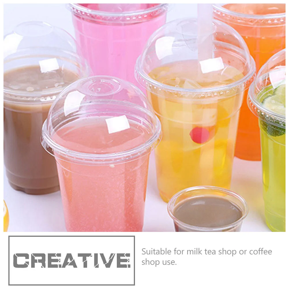 50Pcs Clear Cups With Lids Disposable Transparent Plastic Cups MultiFunction Beverage Containers Drink Accessories Kitchen Bar