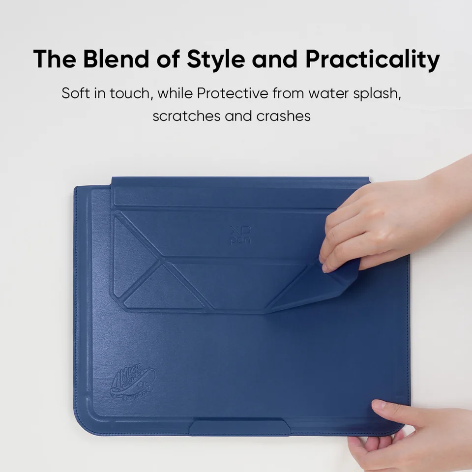 XPPen Schutzhülle mit praktischem Ständer, blau, Leder, Spritzschutz für Magic Drawing Pad 12-Zoll-Tablet_voghion.com