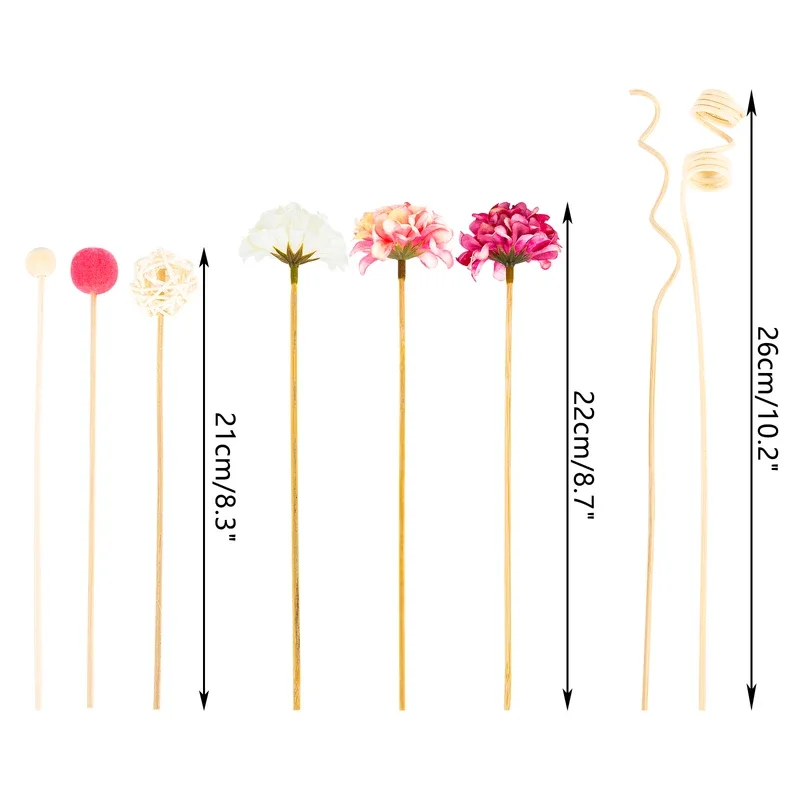10PCS Pink Hydrangea Flower Rattan Sticks Fireless Fragrances Reed Diffuser Stick DIY Ornaments Home Decor reed diffuser stick