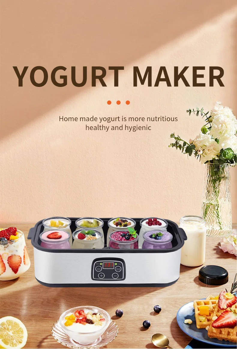 Description Picture 2 of item110V/220V Automatic Yogurt Maker Adjustable Temperature Time Yogurt Maker Professional Ice Cream Pudding Maker with 8 Yogurt Jar