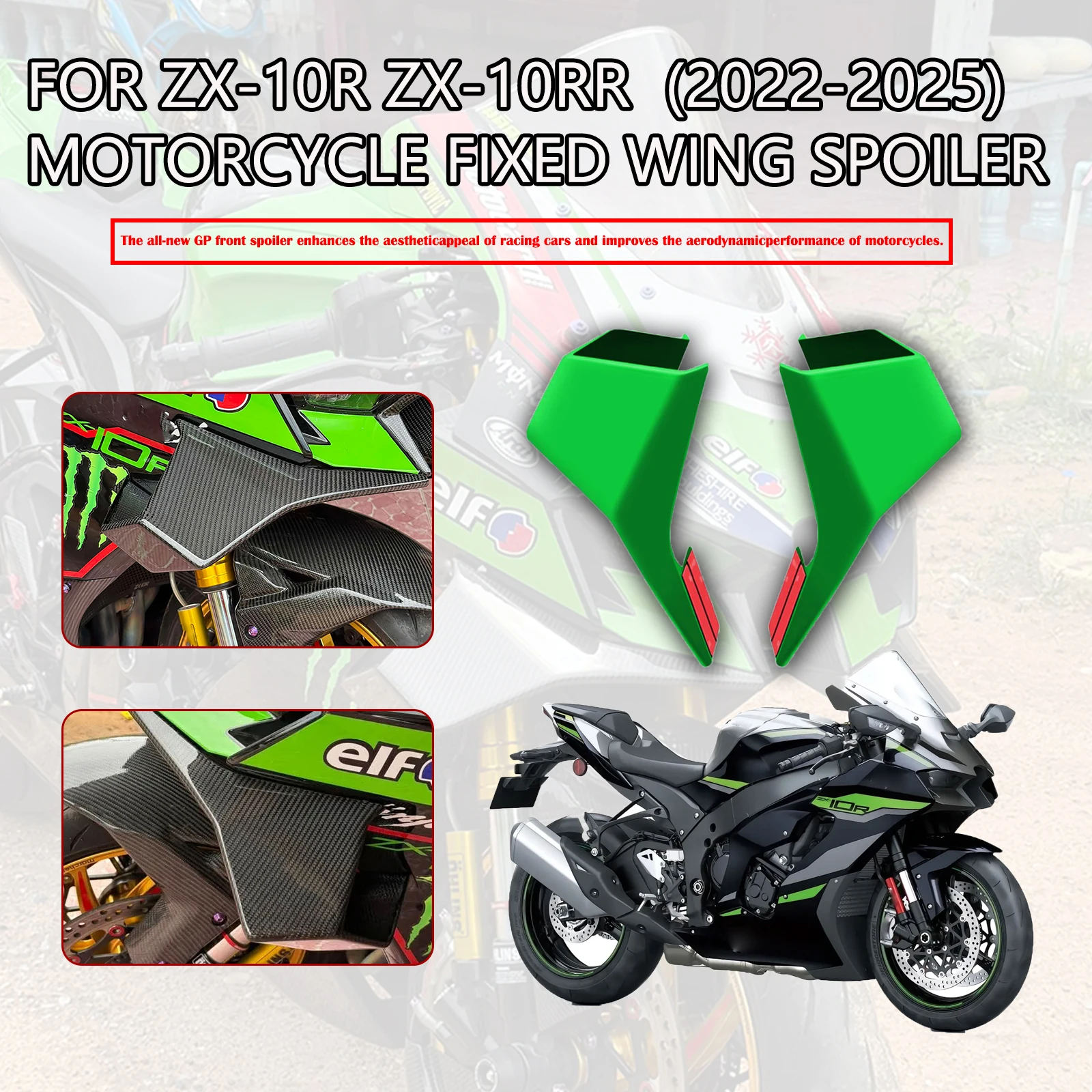 For Kawasaki ZX-10R ZX-10RR 2022-2025 Motorcycle Side Winglet