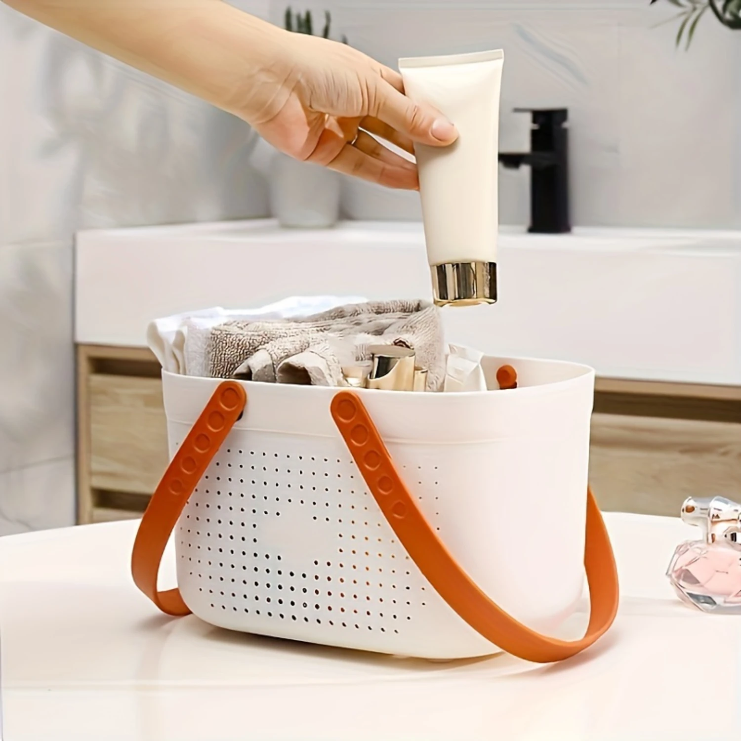 Portable Shower Caddy Basket Bathroom Organizer Handle Dorm Bath Accessory Bins 1pc