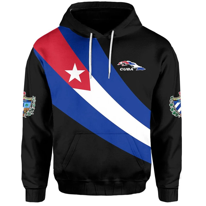 thumbnail image 1 of Sudadera con capucha con estampado de la bandera de Cuba para hombre, nueva sudadera de manga larga, tops tipo pulóver, sudaderas deportivas de moda para correr, sudaderas con capucha gráficas 3D de g, 1 of 5