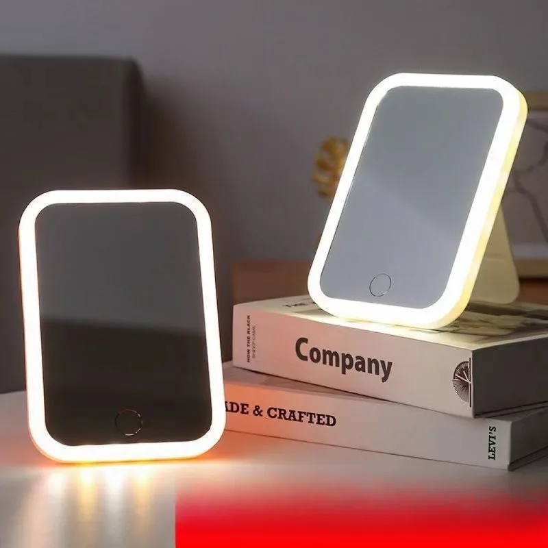Mirror, Makeup Mirror, Led Light, Small Mirror for Student Dormitories, Desktop, Ins High Appearance Level, Large Desktop Light