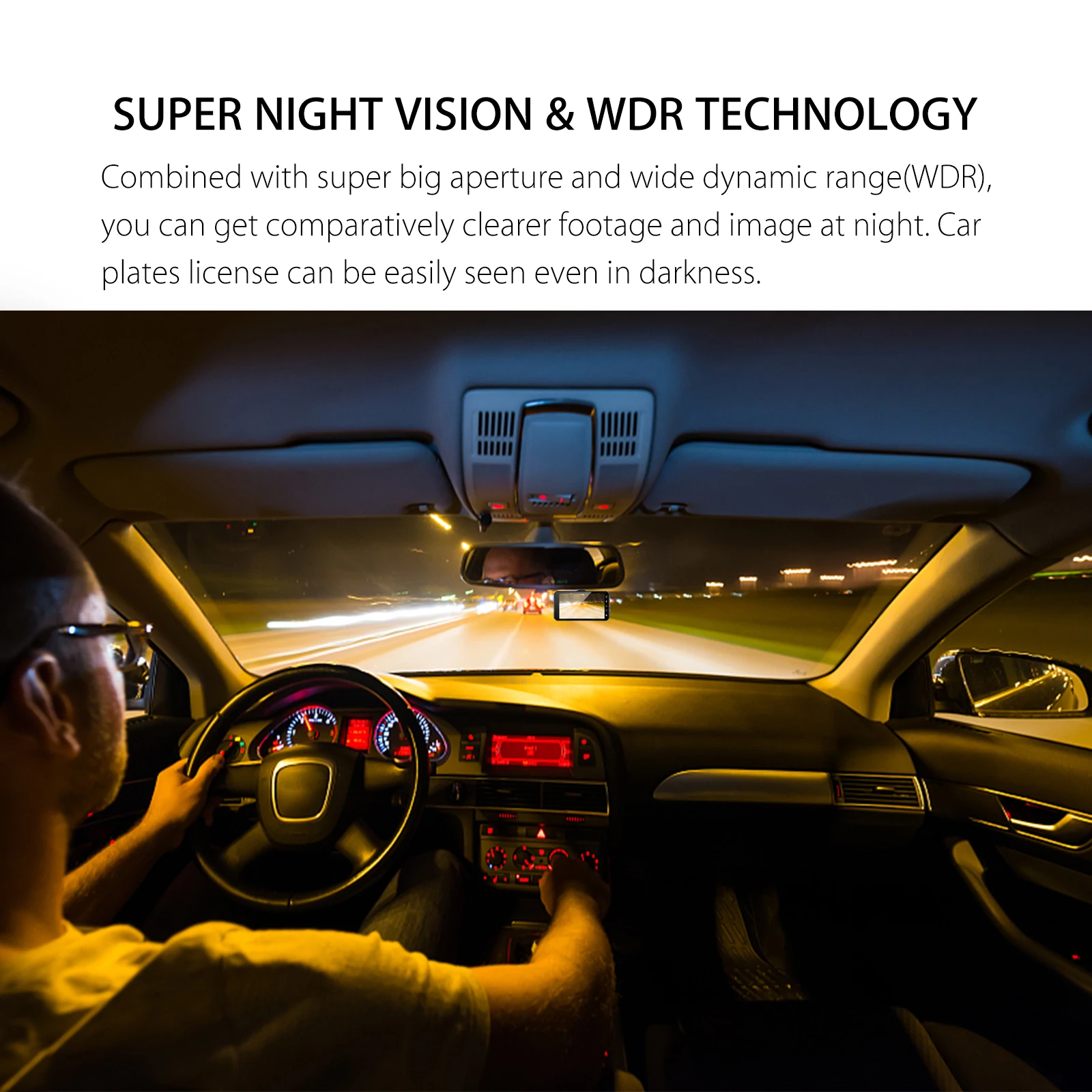 Dual-Lens Full HD Dash Cam with Night Vision and Loop Recording
