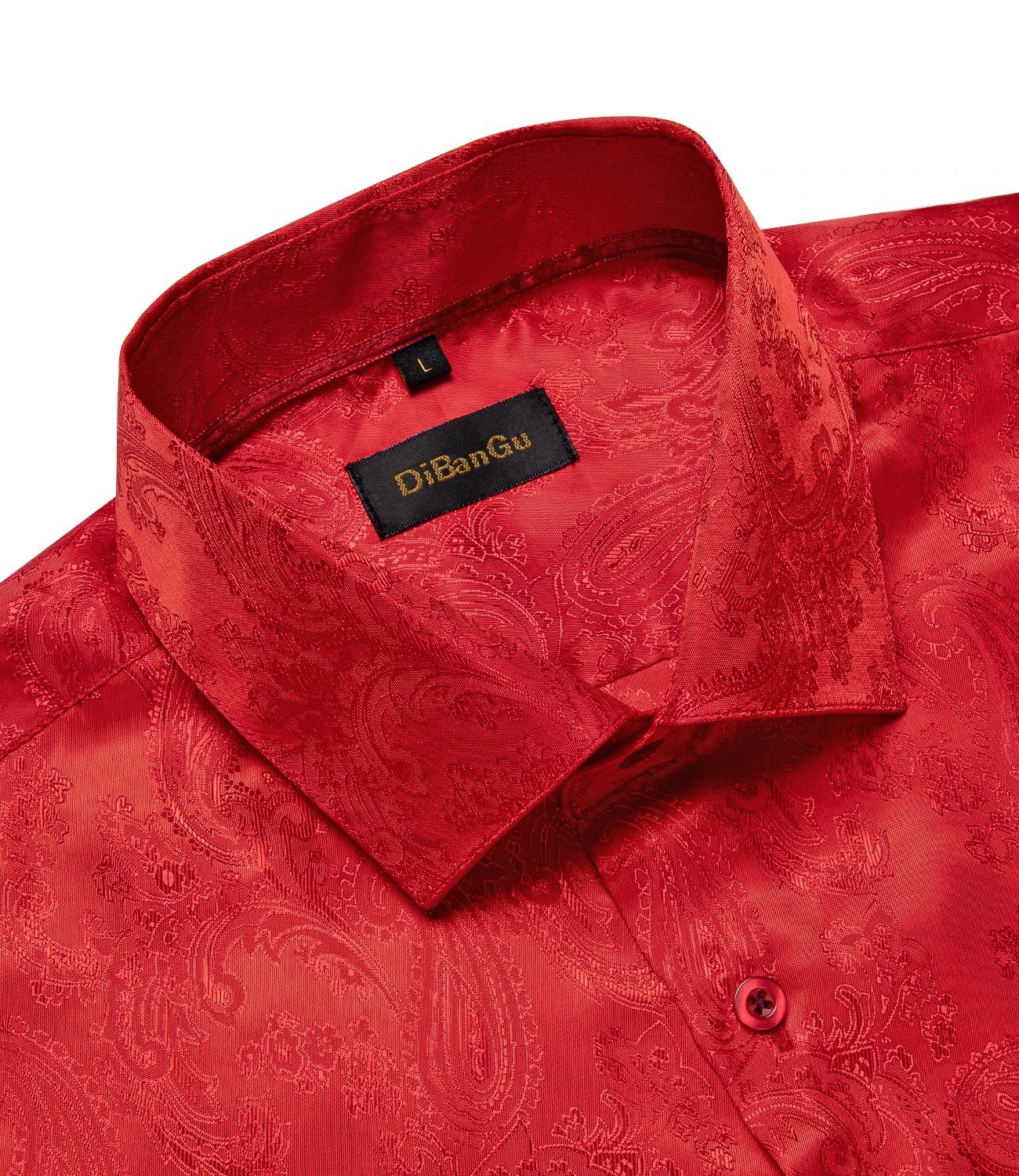 Luxury Men's Long Sleeve Shirts Fashion Red Paisley Slim Fit Silk Male Social Business Wedding Party Tuxedo Shirt Men Clothing
