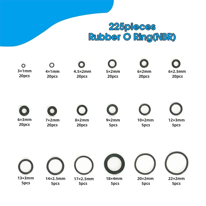 Rubber O Rings Gaskets Sealing Rubber Bands O-Rings Repair Kit For Faucet Pipe Car Plumbing 225PCS 4pcs Tools