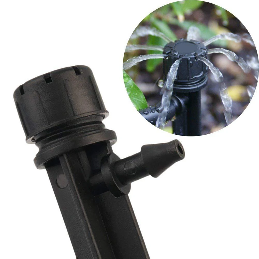 DHER 30 Pezzi Gocciolatori Regolabili Per Irrigazione A Goccia, 8 Fori, 360°, Con Pala Di Supporto Da 13 Cm, Per Giardino, Orto, Serre, Prati