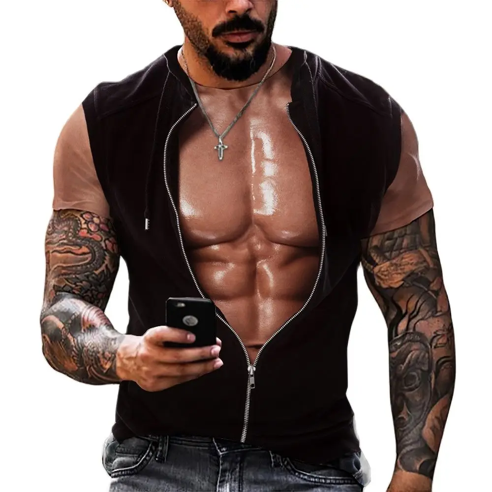 

Summer Hot New Handsome Muscle 3d Burly Print T Shirts For Men Clothing Loose Cool Short Sleeve Fashion Plus Size Top Camiseta