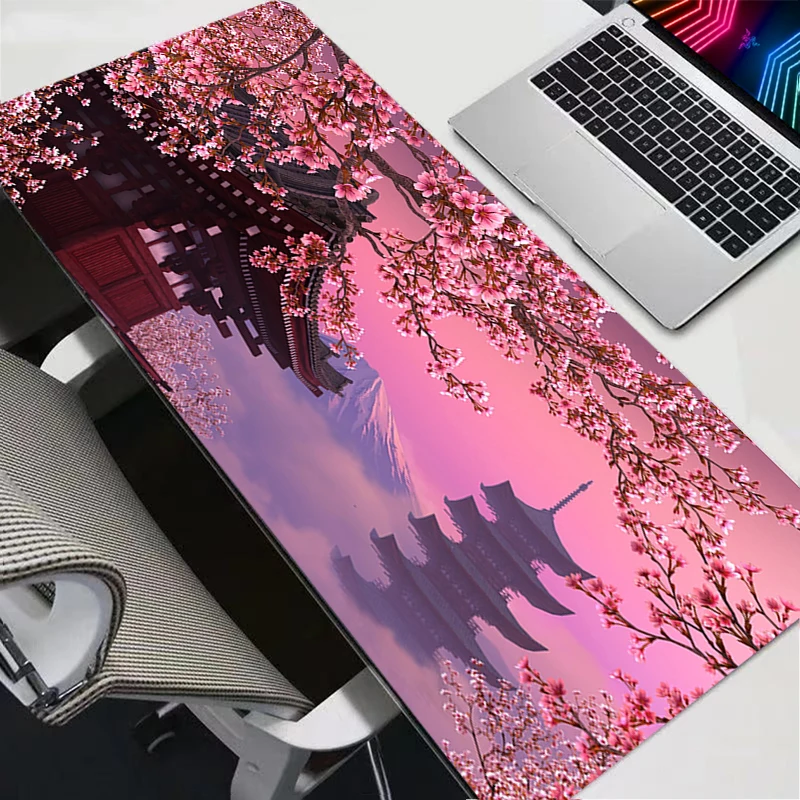Mouse Pad Gaming Laptop Computer Pc Gamer Keyboard Desk Mat Fuji Mountain Cherry Blossom Pagoda In Japan Dask Mat Mousepad Gift 2